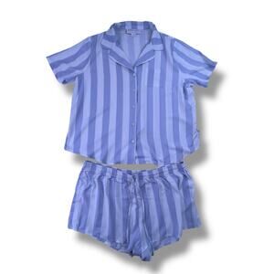 Birdy Grey XXL striped button up pj shorts & short sleeve shirt set, FLAWS!